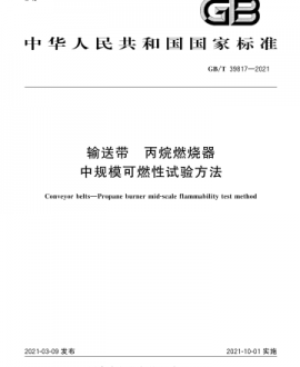 GB∕T 39817-2021 輸送帶 丙烷燃燒器中規模可燃性試驗方法
